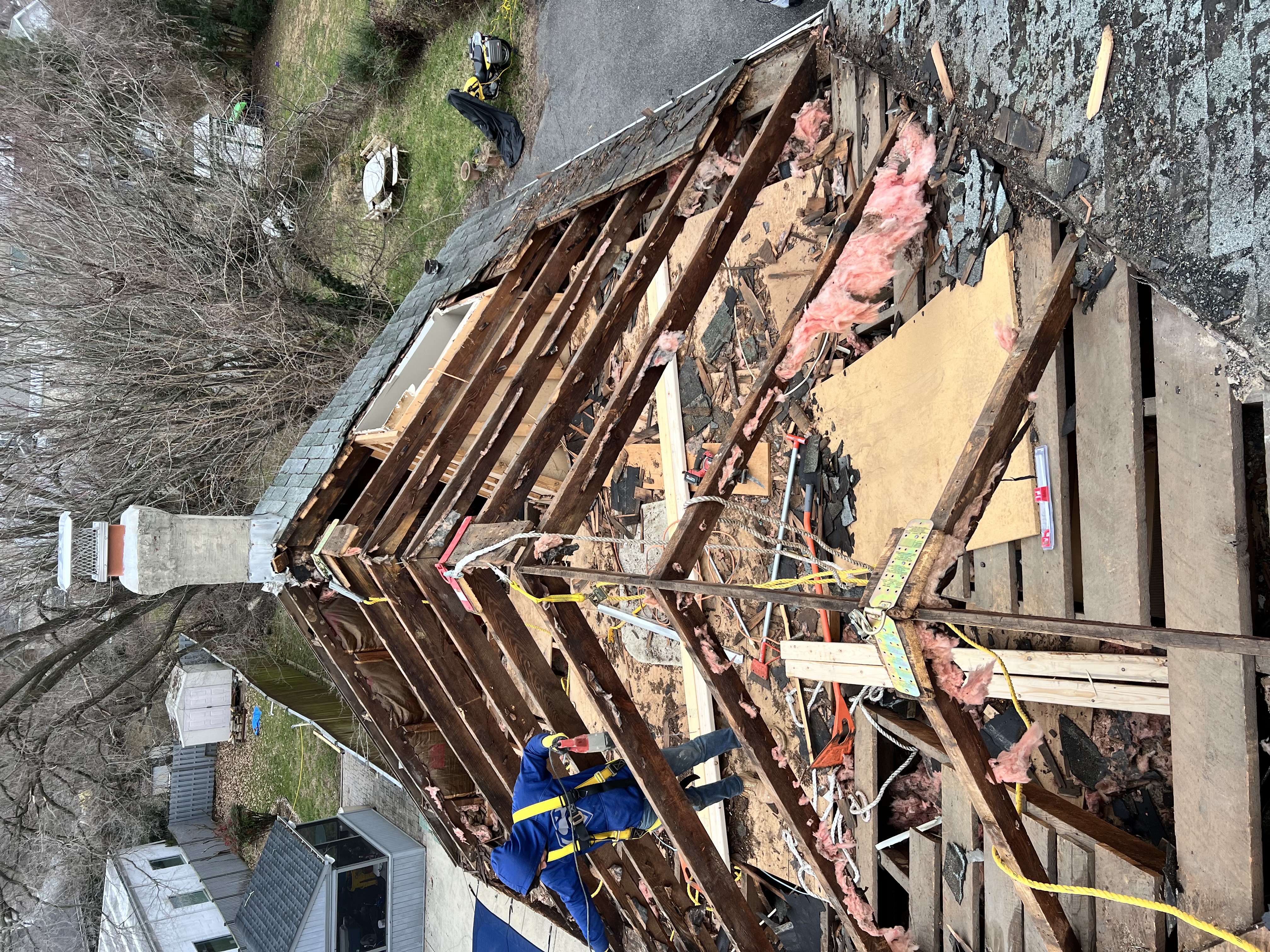 roof sheathing removed