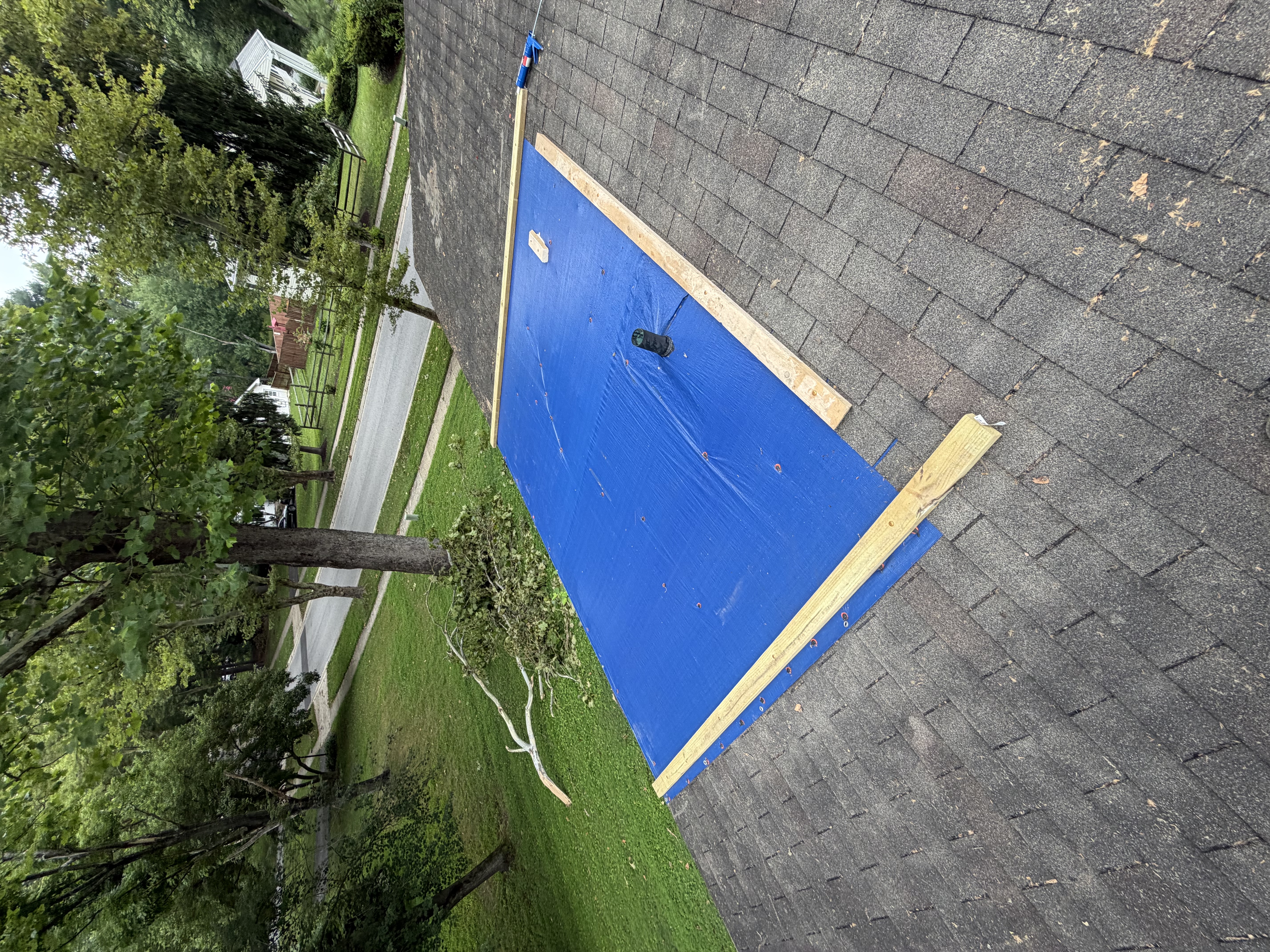off roof tarped