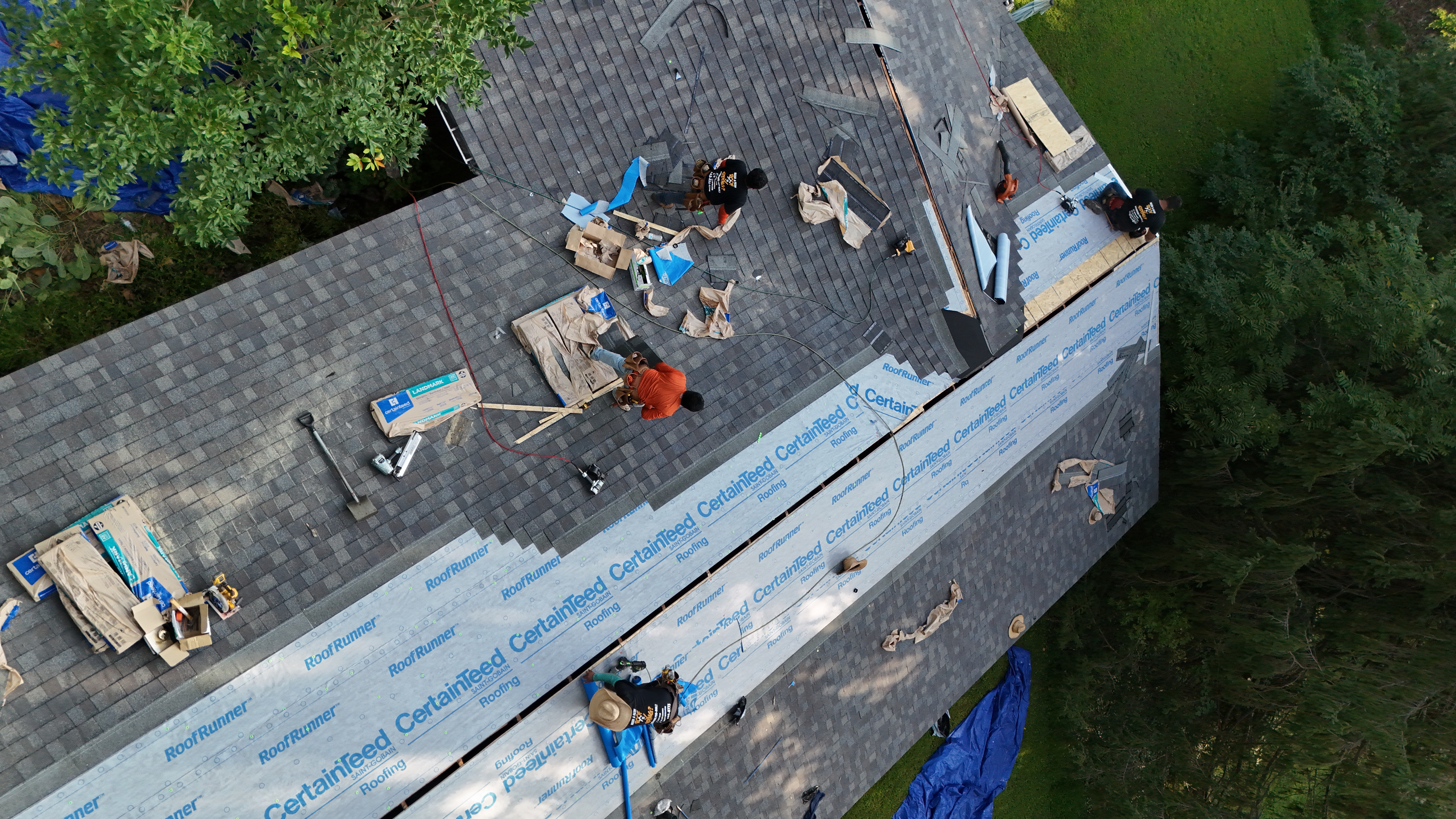 close up of shingle installation over integrity roofing system